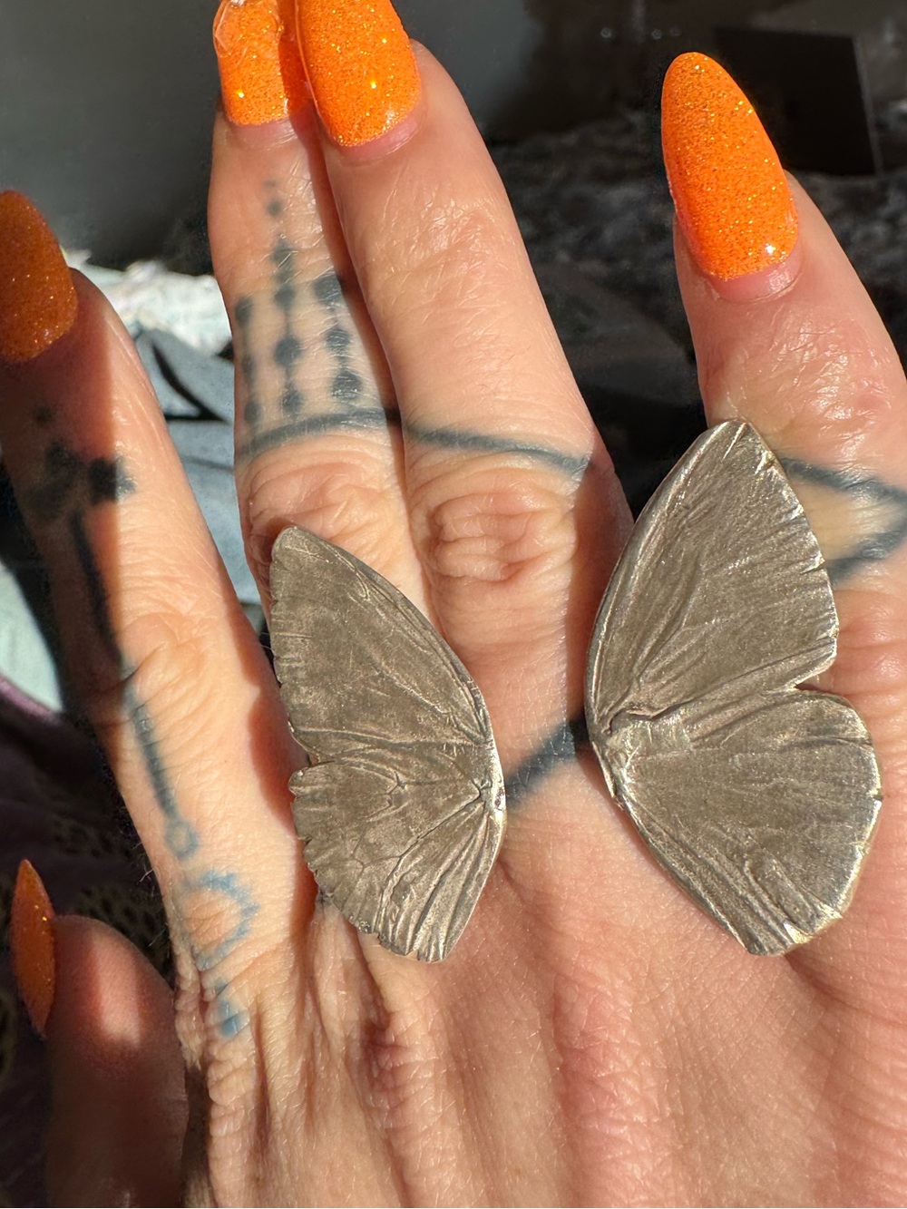 Sterling Silver Butterfly Dual-Open Ring NEW